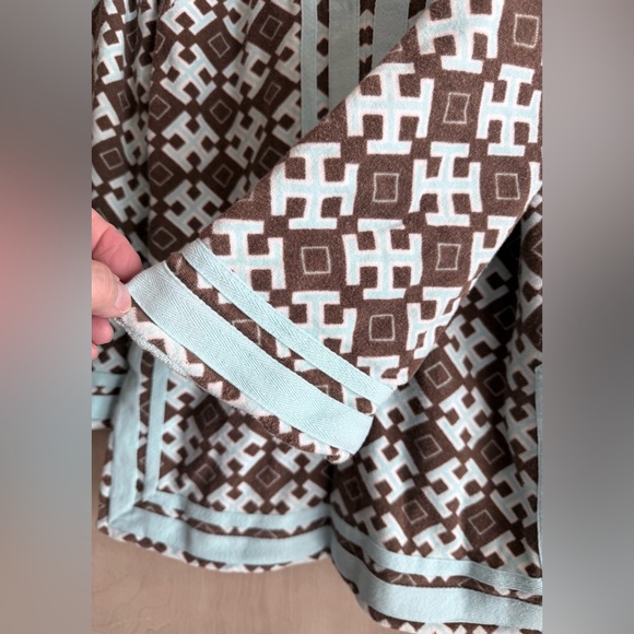Tory Burch Tory Tunic Cotton French Terry Top Brown Turquoise Medium - Picture 8 of 13